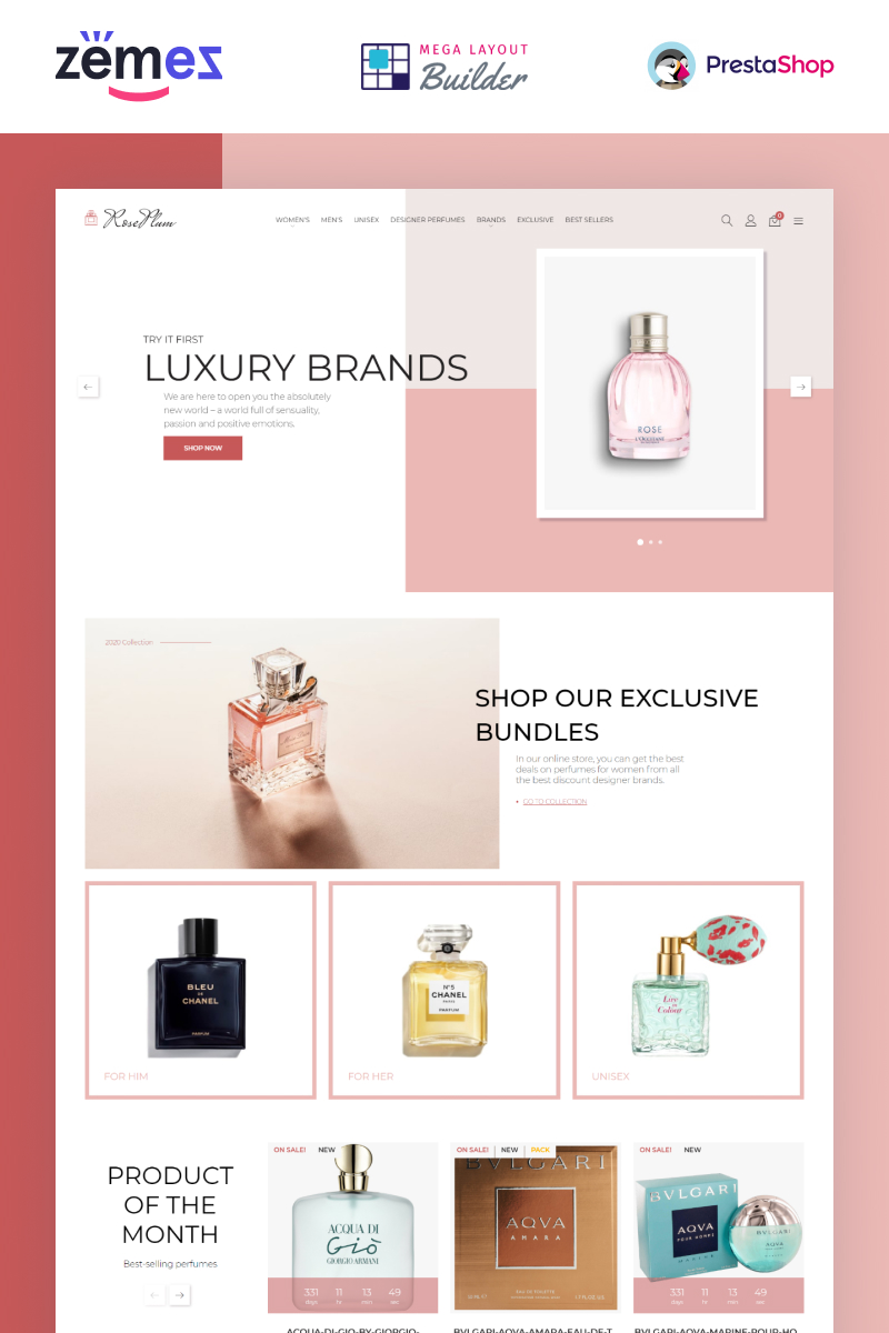 PrestaShop Theme namens "RosePlum - Perfume Store Template" #95092