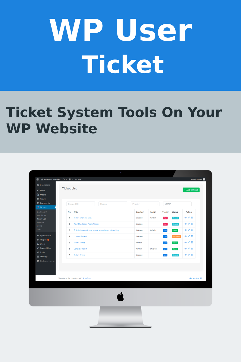Wp User Ticket WordPress bővítmény 95012