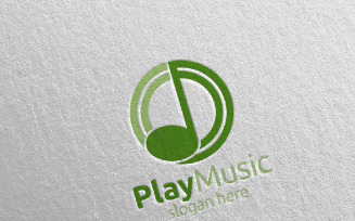 Abstract Music with Note and Play Concept 73 Logo Template