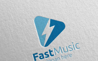 Music with Fast and Play Concept 72 Logo Template