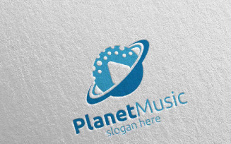 ​Music with Planet and Play Concept 75​ Logo Template