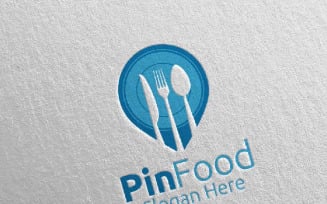 Pin Healthy Food for Restaurant or Cafe 7 Logo Template