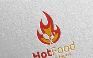 Hot Food for Restaurant or Cafe 19 Logo Template