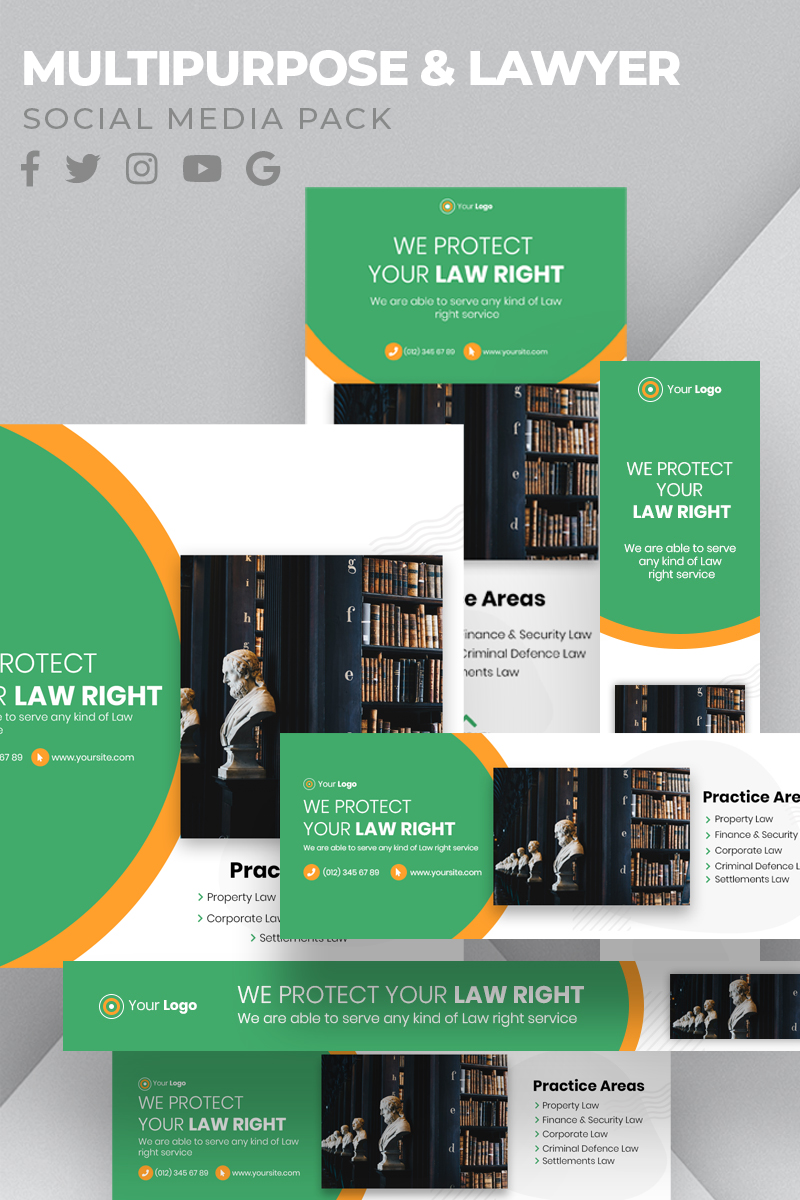 Multipurpose Lawyer Pack Ad Banner Social Media 95277