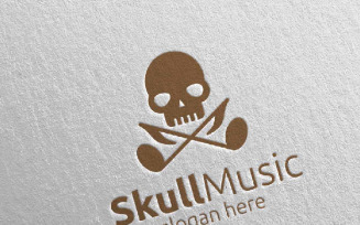Skull Music with Note and Skull Concept 76 Logo Template