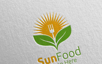 Sun Food Restaurant or Cafe 16 Logo Template