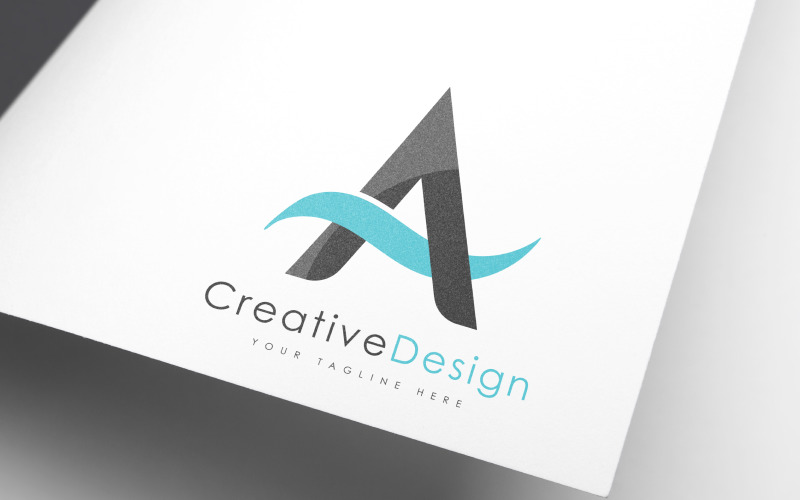 Creative Brand A Letter Blue Wave Logo Logo Template