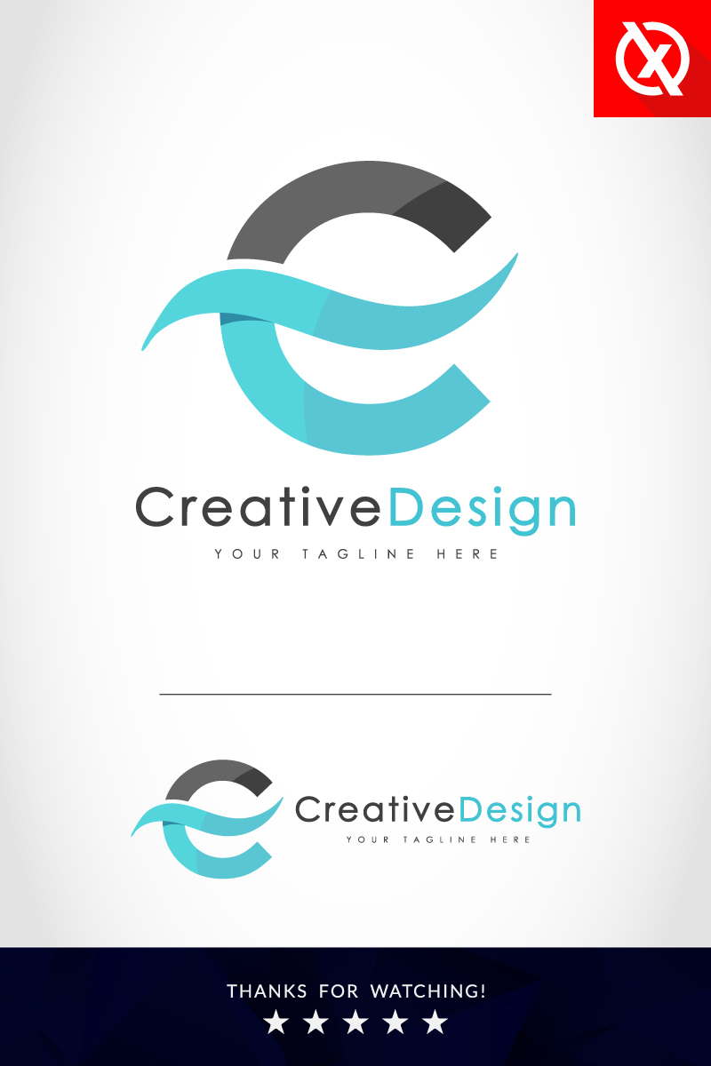 Creative C Letter Blue Wave Logo Template - screenshot