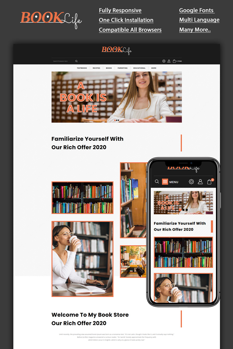 "Booklife - Book Store" thème OpenCart adaptatif #95557 - screenshot