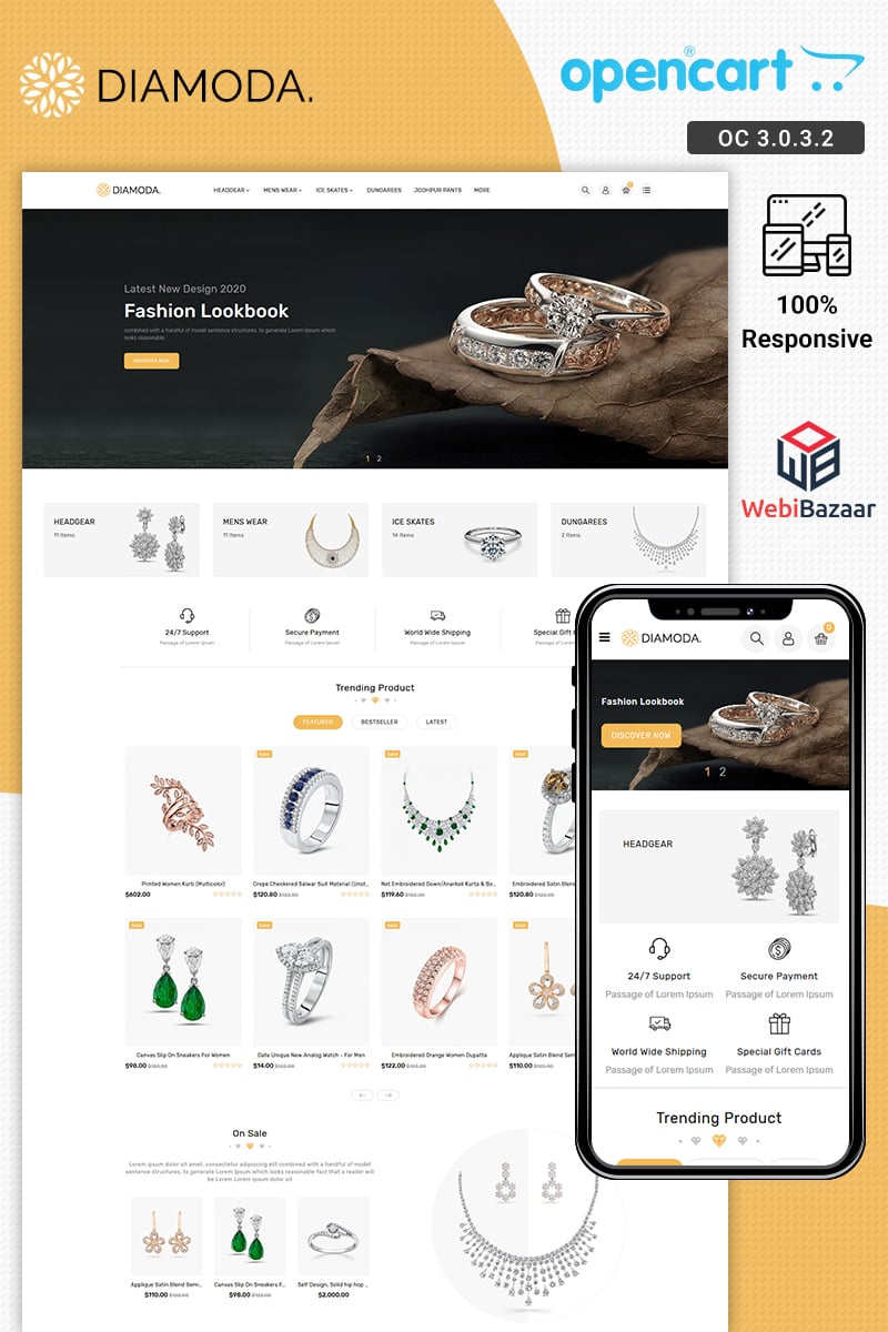"DIAMODA - Jewellery" thème OpenCart adaptatif #95559 - screenshot
