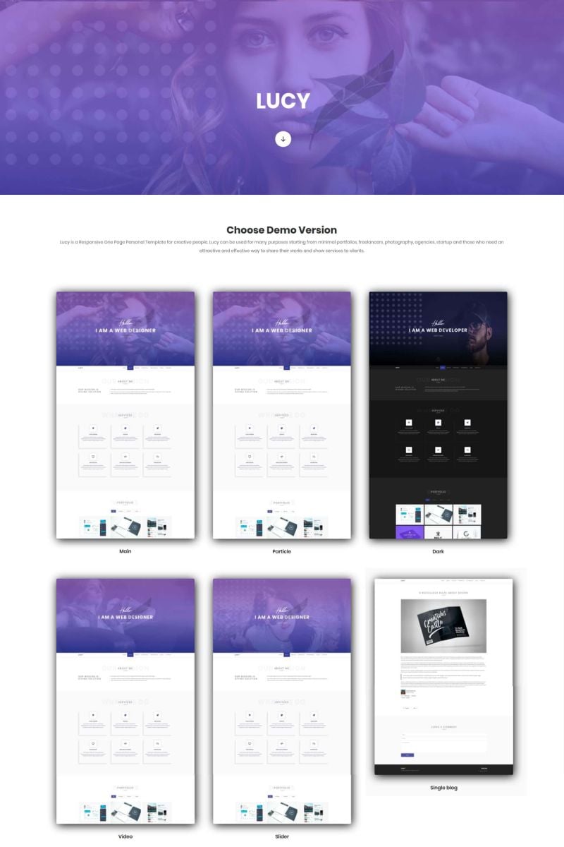 Lucy - Personal Portfolio Landing Page Template