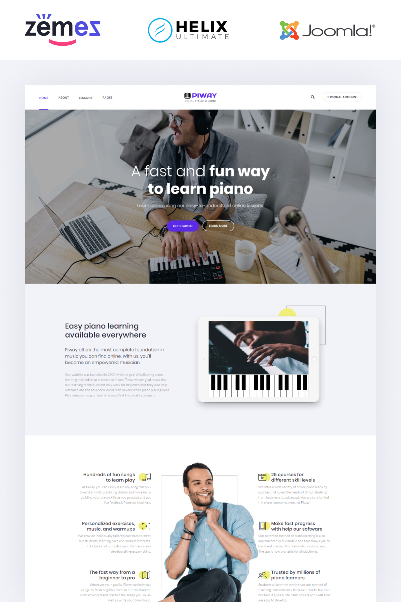 Template Joomla Responsive #95533 "Piway - Music Multipage Creative" - screenshot
