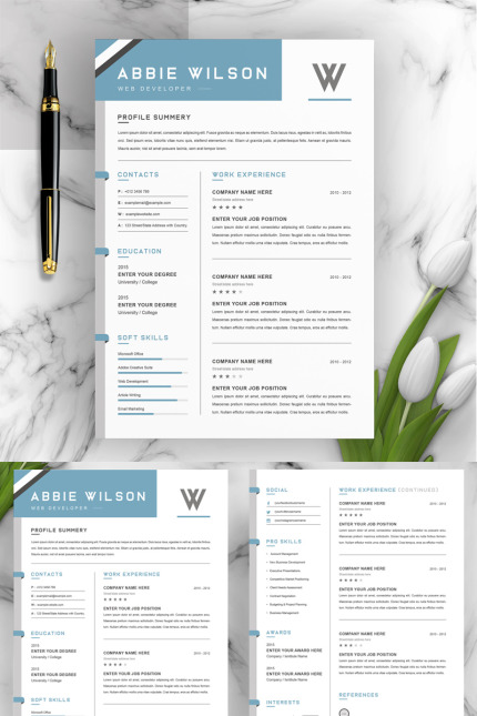 Template #95623 Page Resume Webdesign Template - Logo template Preview