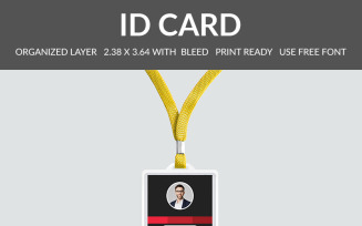 Id Card Design On Red - Corporate Identity Template