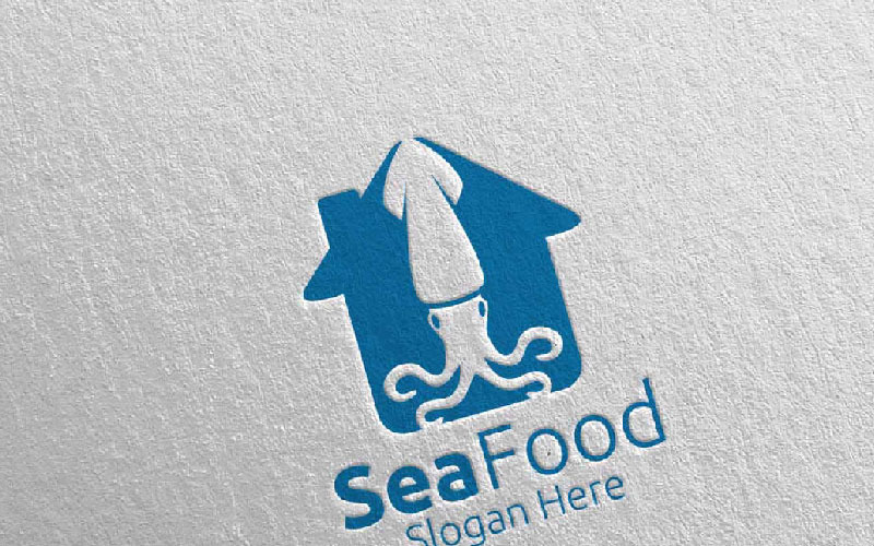 Squid Seafood for Restaurant or Cafe 83 Logo Template