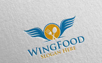 Wing Food for Restaurant or Cafe 71 Logo Template