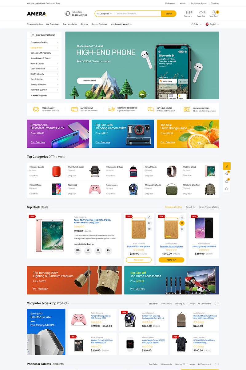 "Amera - Multipurpose" - адаптивний Shopify шаблон №95864 - скріншот