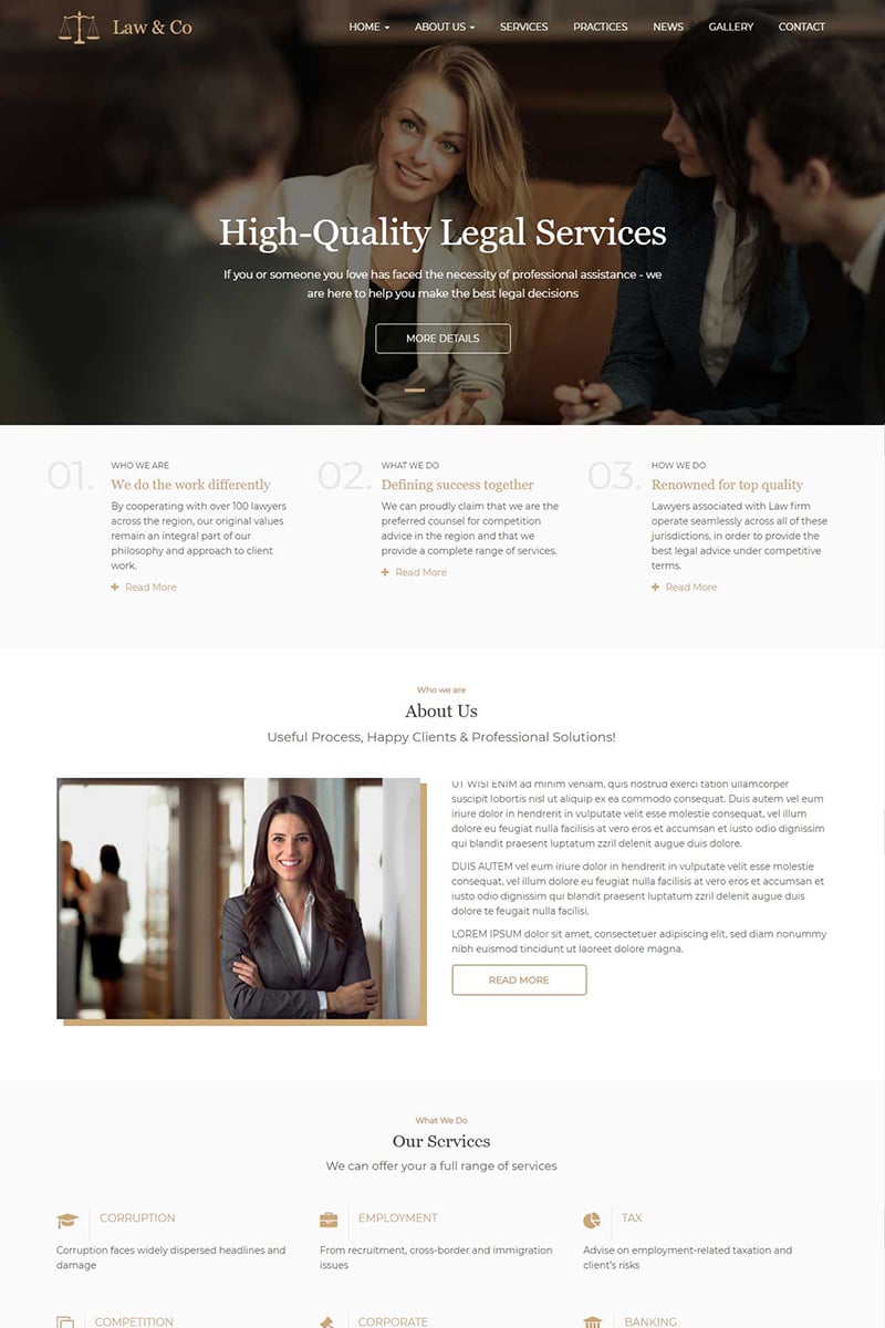Drupal Vorlage namens "Law & Co - Responsive" #95850