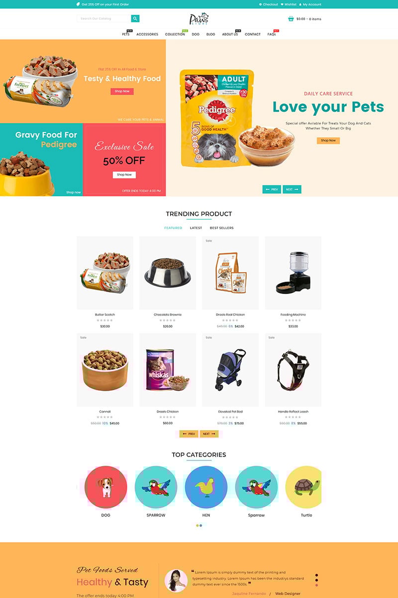 Paws Pet Store Tema de Shopify №95851 - screenshot
