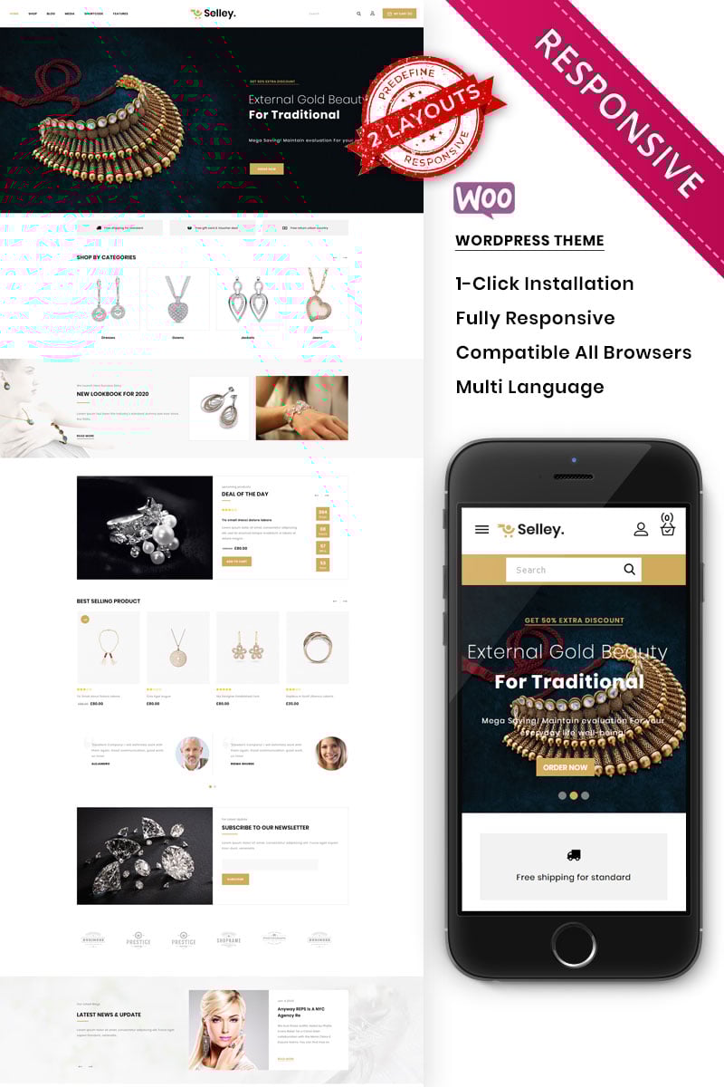 "Selley - Multipurpose Premium Responsive" thème WooCommerce adaptatif #95804 - screenshot