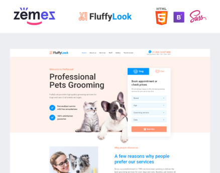 FluffyLook - Pet Grooming Clean Landing Page Template