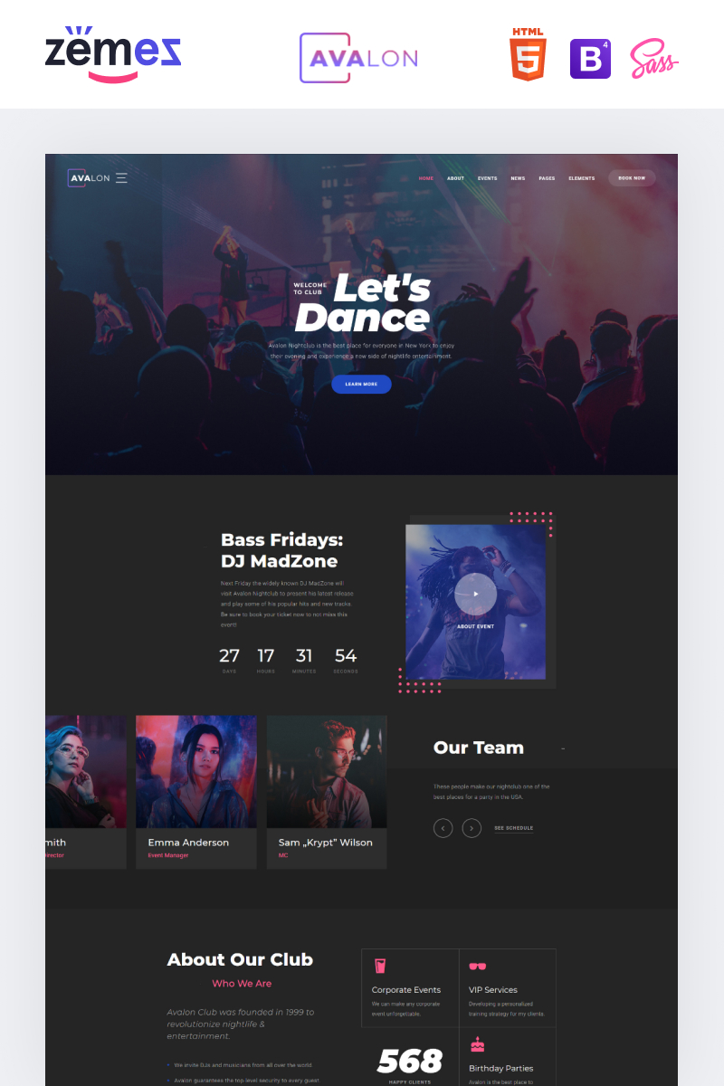 Avalon - Night Club Responsive Template Web №95940 - captura de tela