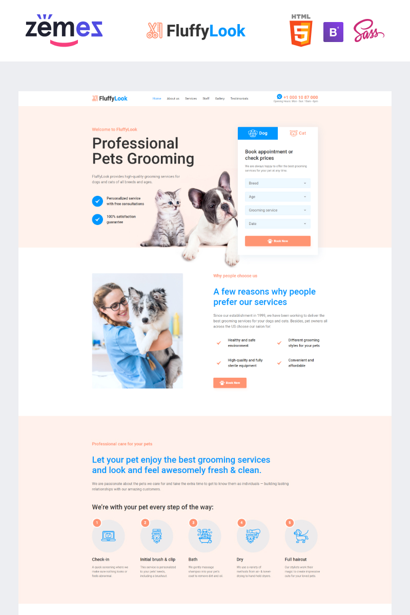 FluffyLook - Pet Grooming Clean Templates de Landing Page №95956 - screenshot