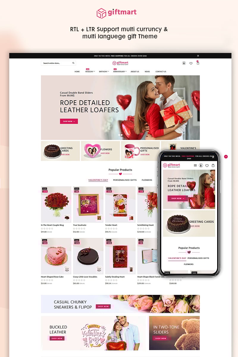 "Giftmart - The Gift & Fashion Responsive" - адаптивний Shopify шаблон №95907 - скріншот