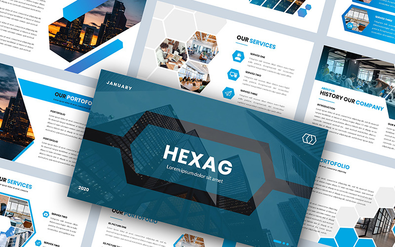 Hexag – Business PowerPoint template PowerPoint Template