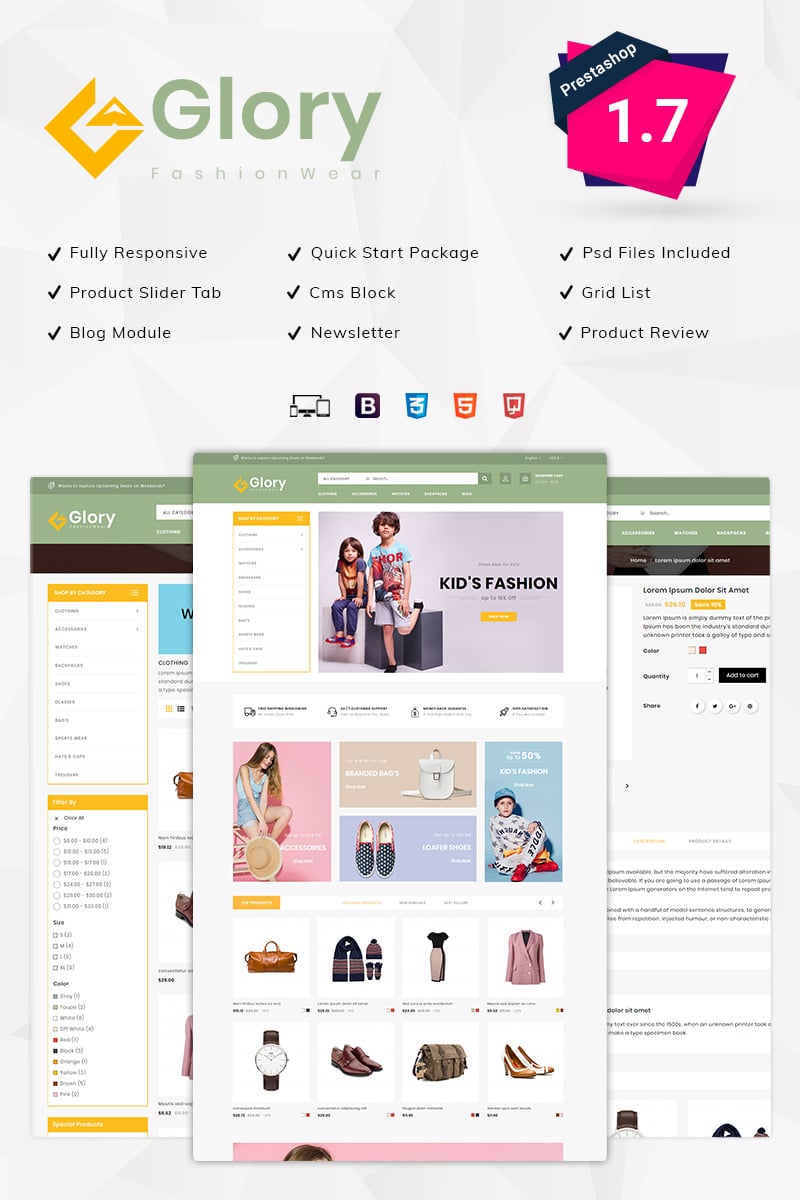 Tema De PrestaShop "Glory Fashion Wear" #95905