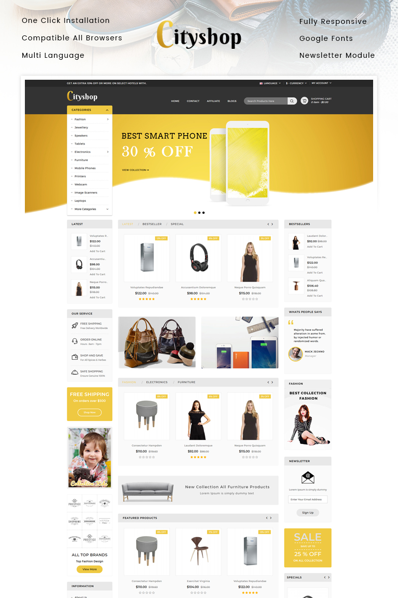 "Cityshop - Multipurpose Store" thème OpenCart adaptatif #96096 - screenshot