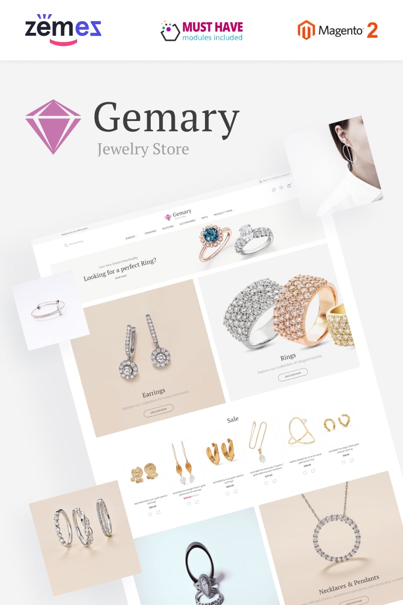 Magento Theme namens "Gemany - Jewel Store Template" #96048