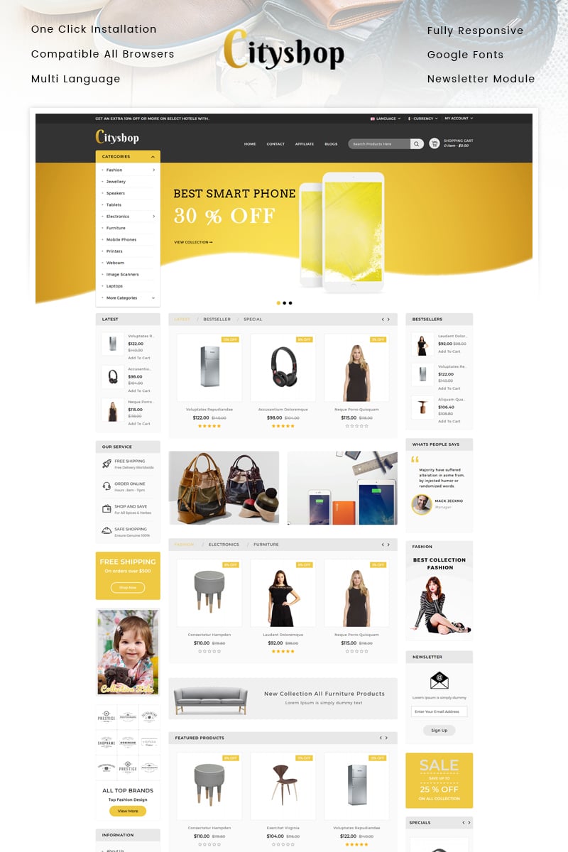Reszponzív Cityshop - Multipurpose Store OpenCart sablon 96096