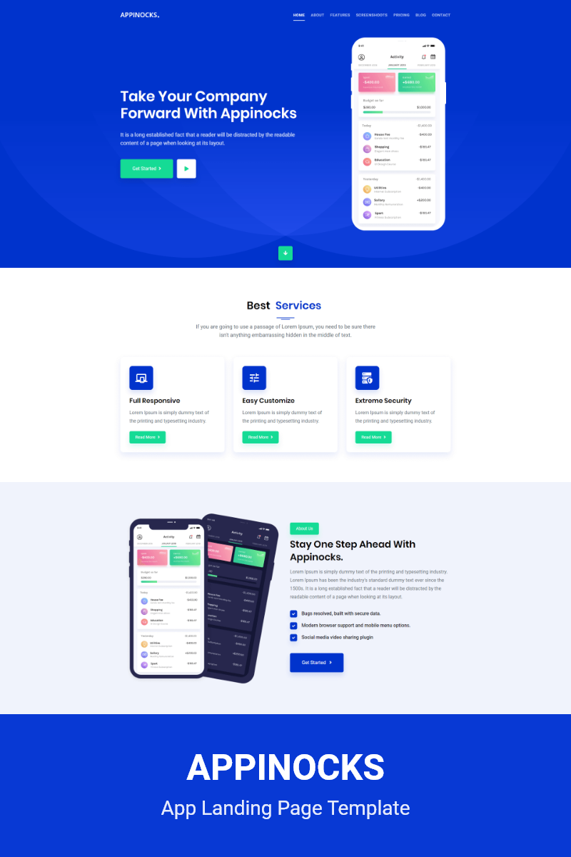 Appinocks-App Landing Page Template - screenshot