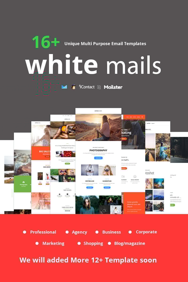 Newsletter Vorlage namens "White Mails - 16+ Unique Multi Purpose" #96291 - Screenshot
