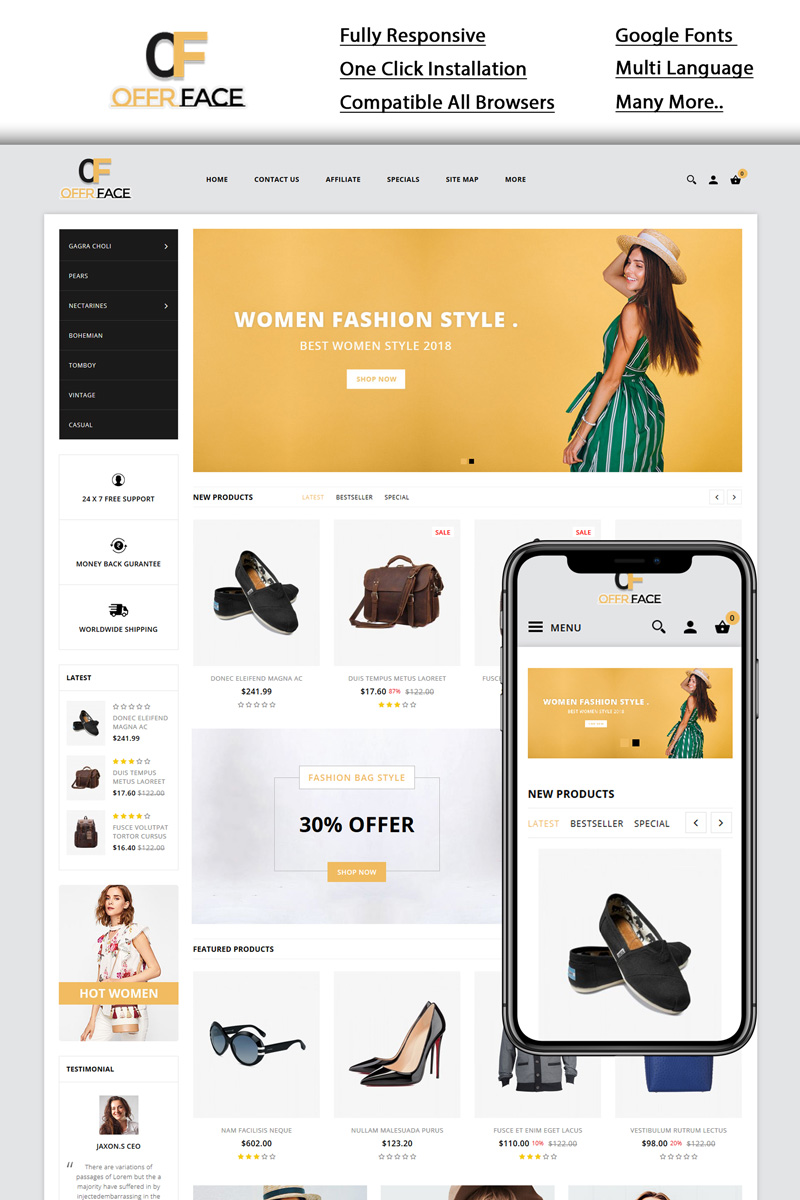 "Offerface - Fashion Store" thème OpenCart adaptatif #96288 - screenshot