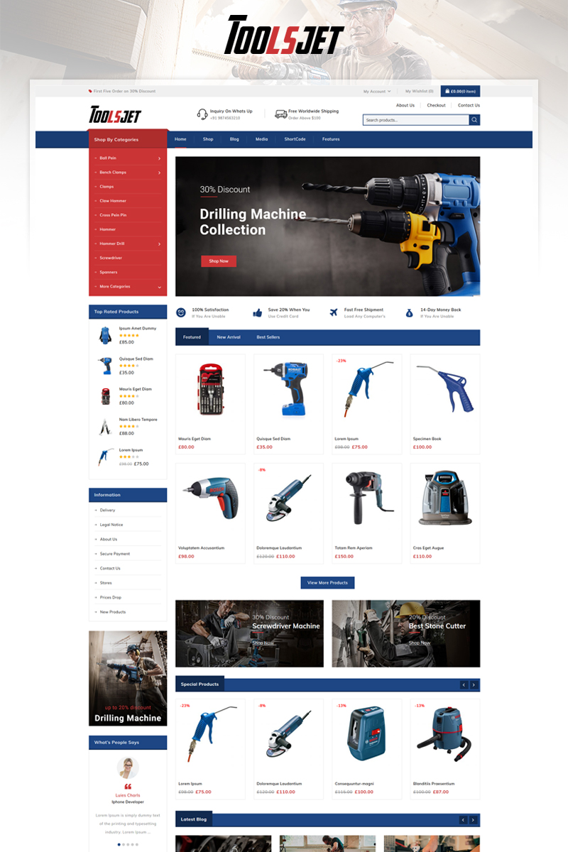 "Toolsjet - Hardware Store" Responsive WooCommerce Thema №96293 - screenshot
