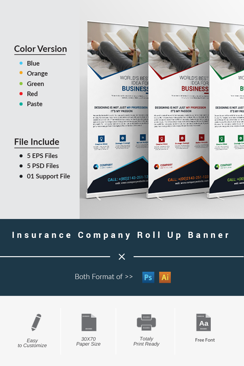 Insurance Company Roll Up Banner - Corporate Identity Template