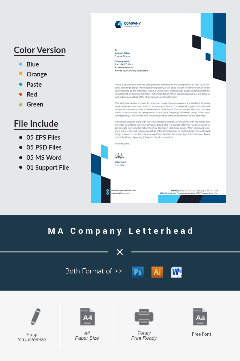MA Company Letterhead - Corporate Identity Template