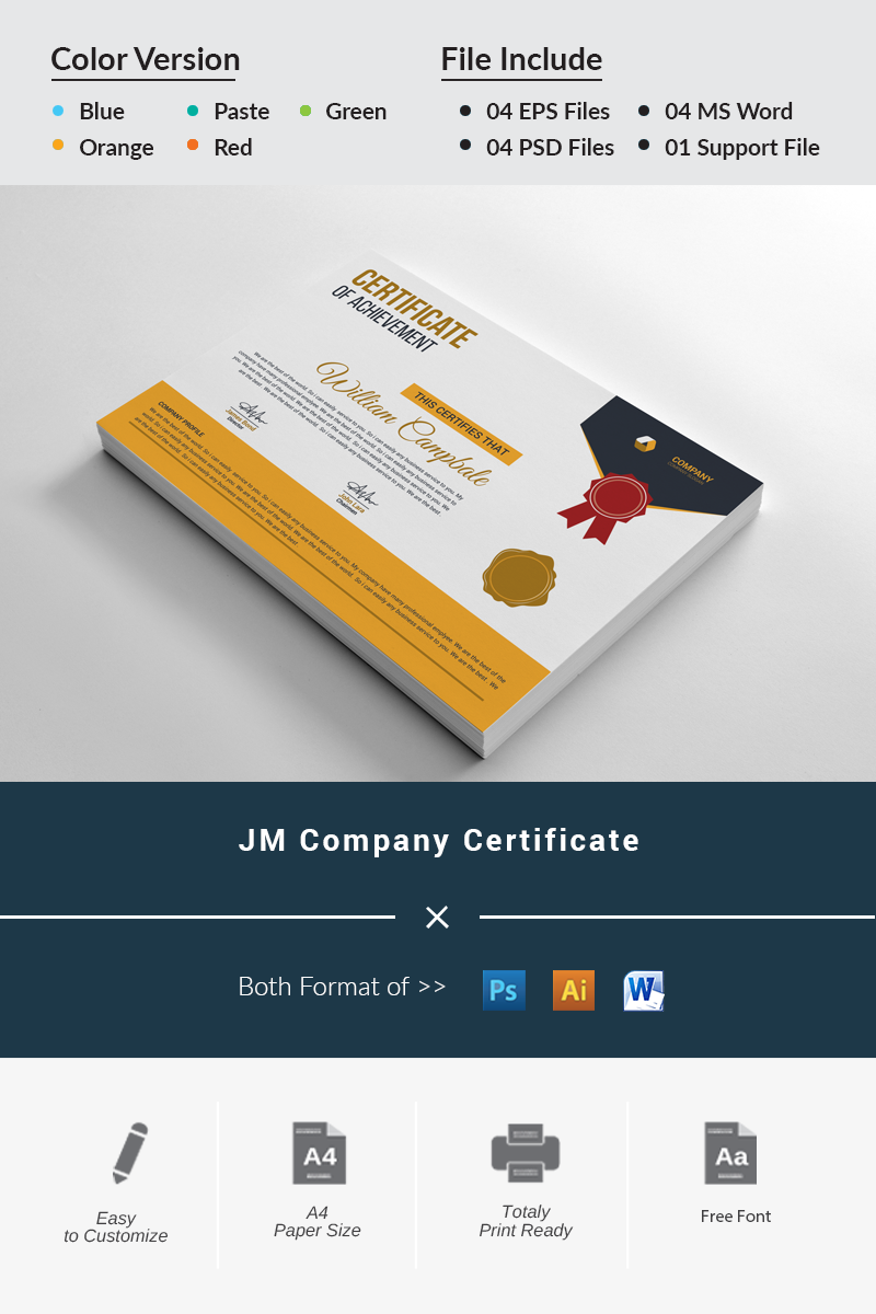JM Company Certificate Template