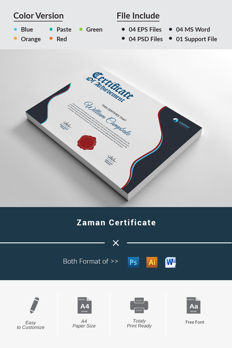 Zaman Achievement Certificate Template