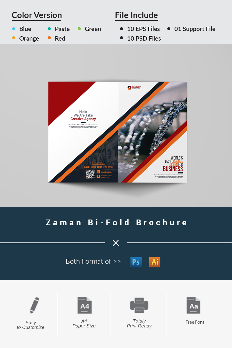 Zaman Bi-Fold Brochure - Corporate Identity Template