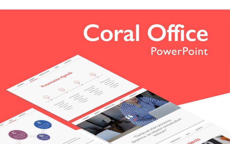 Coral Office PowerPoint template PowerPoint Template