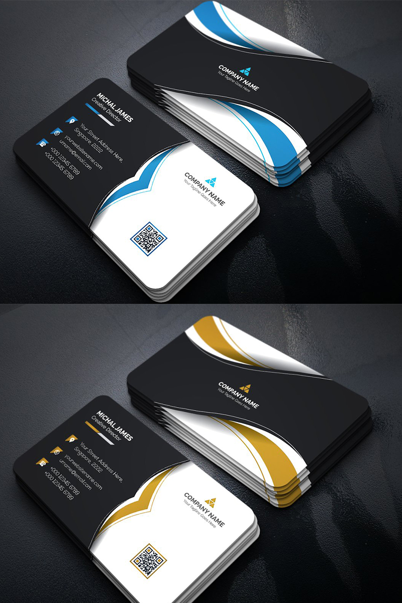 Template di Identità Aziendale #96508 "Curvy Dark Business Card"