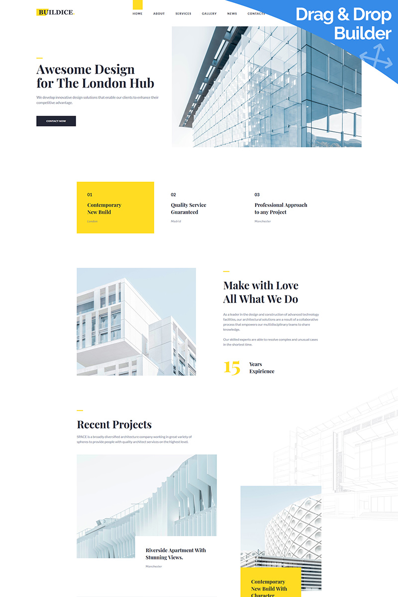 Reszponzív Buildice - Architecture Moto CMS 3 sablon 96692 - képernyőkép