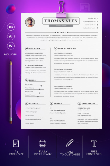 Template #96798 Clean Resume Webdesign Template - Logo template Preview