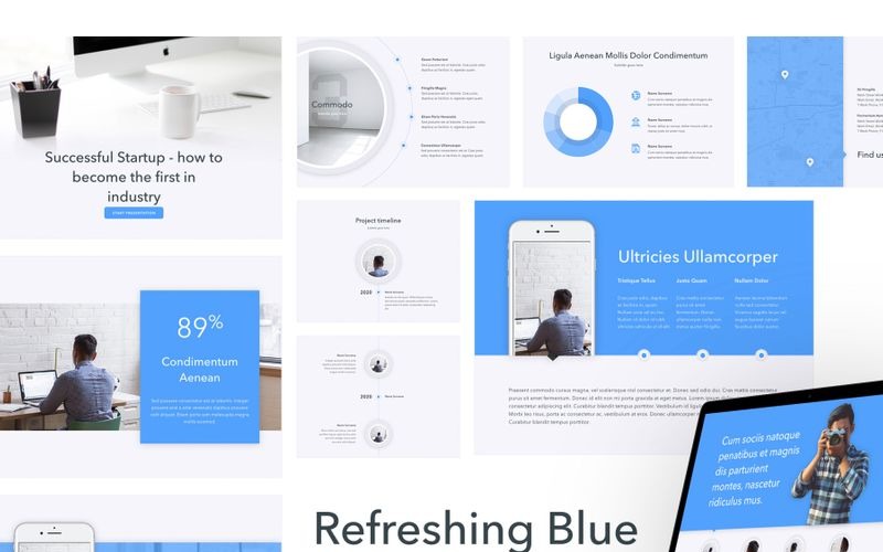 Refreshing Blue PowerPoint template PowerPoint Template