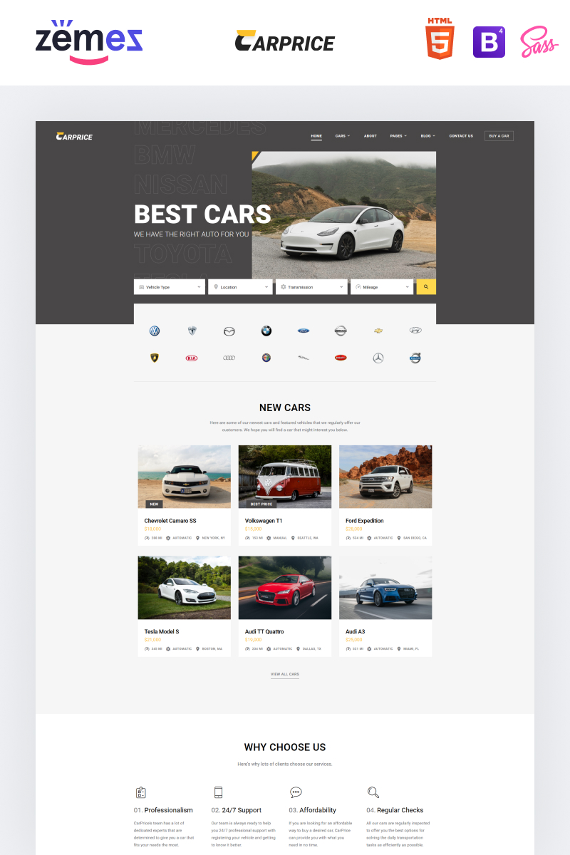 Reszponzív Carprice - Automobile Dealership Weboldal sablon 96737 - képernyőkép