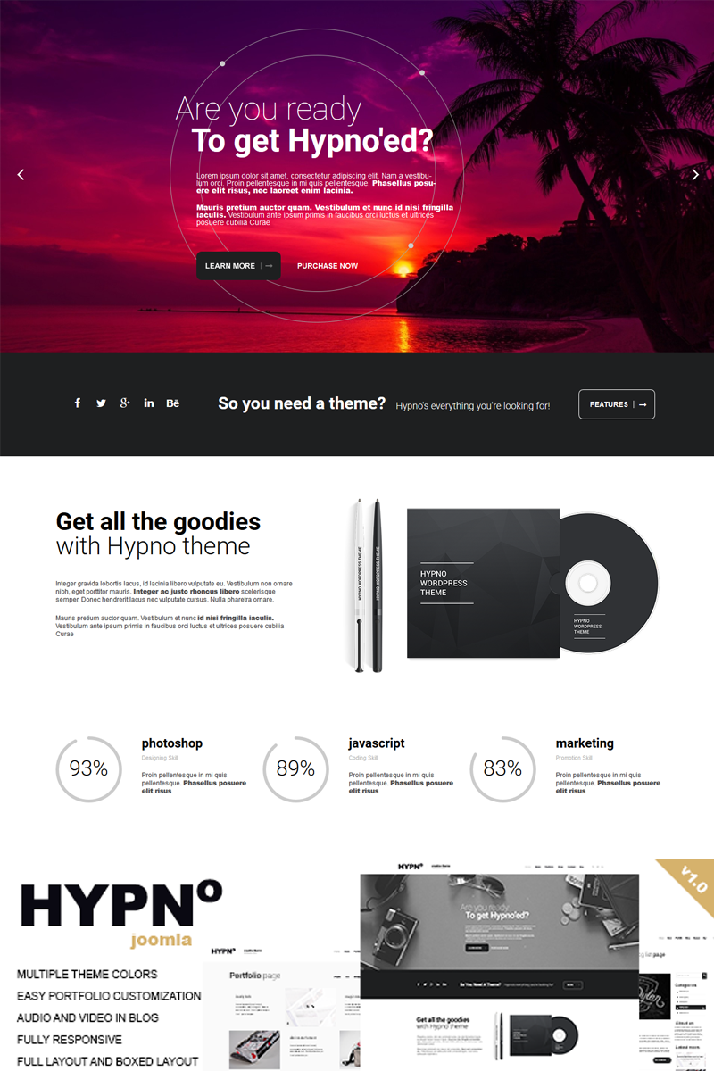 "Hypno - Modern Responsive" Responsive Joomla Template №96823 - screenshot