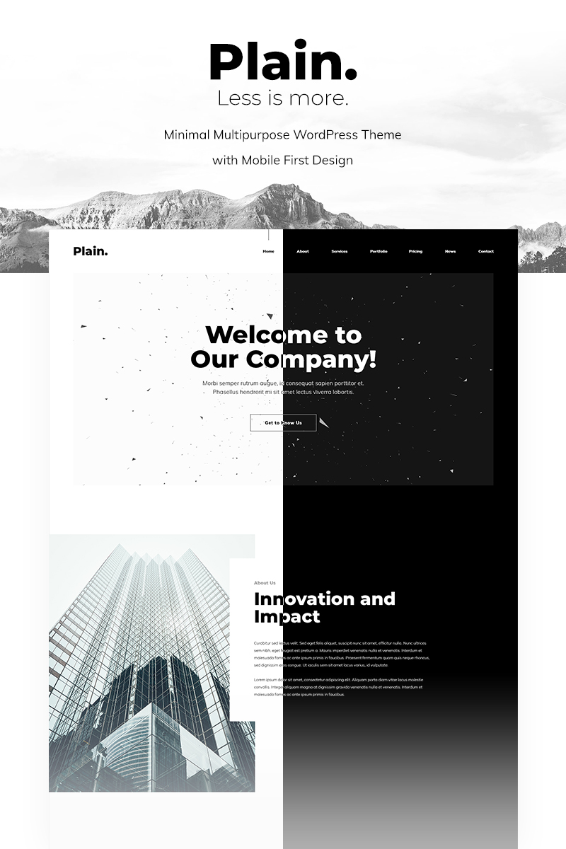 "Plain - Minimal Multipurpose" thème WordPress adaptatif #96813